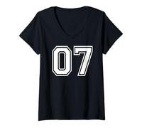 Womens 07 Number Seven Team Sports Graphic Design Matching Varsity V-Neck T-Shirt