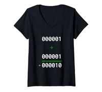 Women's 1+1=10 Binary Math Joke Programmer Humor V-Neck T-Shirt