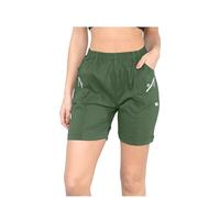 Womens 1/2 Cherry Berry Shorts, Ladies Casual Plain Elasticated Waist Stretchy Comfortable Summer Pull On Crop Hot Pants UK Plus Size 8 to 20, (Khaki - 16)