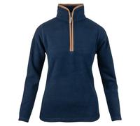 JACK PYKE Ladies Fleece Pullover - 300g Thermal Fleece Jacket, Quarter Zip Top, Nubuk Piping Detail, Elasticated Cuffs & Waist, Field Jumper for Hiking, Outdoor Wear - Navy, Large