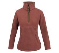 JACK PYKE Ladies Half Zip Sherpa Fleece Pullover - Deep Pile Warm Outdoor Jumper with Zipped Kangaroo Pocket and Drawstring Waist for Outdoor Walking and Daily Wear - Burnt Copper - M