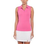Women's 1/4 Zip Mesh Block Sleeveless Golf Polo Shirt In Cheeky Pink