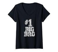 Women's #1 Big Bro Brother - Number One V-Neck T-Shirt