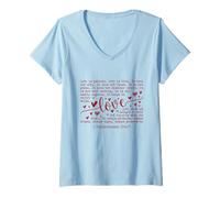 Women's 1 Corinthians 13:4-7 Christian Bible Verse Love V-Neck T-Shirt