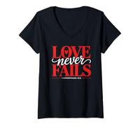 Women's 1 Corinthians 13:8 - Love Never Fails V-Neck T-Shirt