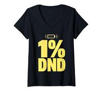 Women's 1% DND Low Battery Funny Introvert Quote V-Neck T-Shirt