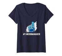 Women's #1 Micromanager Funny Boss Office Leader Work Humor V-Neck T-Shirt