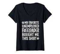 Women's 1 My Father Favorite Unemployed Freeloader Bought Me This V-Neck T-Shirt