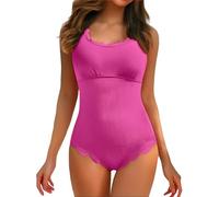 Women's 1 Piece Swimsuit - Scalloped Rib Retro Style Square Collar Chic Swimsuit