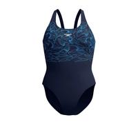 Speedo Women's Hyperboom Placement Muscleback Swimsuit | Quick Drying | Training | Fitness | Chlorine Resistant, Lagoon Blue/Celeste, 36