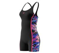 Speedo Women's Hyperboom Splice Muscleback Legsuit Swimming Costume Black Size 36" Approx UK 12