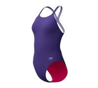 Speedo Womens Solid Powerback Swimsuit Swimming Costume Acai Purple Size 34" Approx UK 10