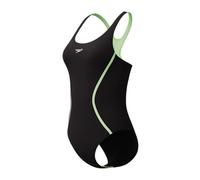 Speedo Womens Solid Splice Medalist One Piece, Grey, Size 14, Women Grey