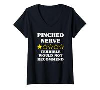 Women's 1 Star Would Not Recommend Funny Pinched Nerve V-Neck T-Shirt