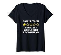 Women's 1 Star Would Not Recommend Funny Small Talk V-Neck T-Shirt