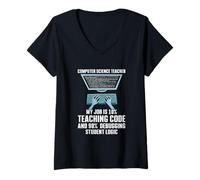 Womens 10% Teaching Code 90% Debugging Student Logic V-Neck T-Shirt
