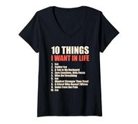 Womens 10 Things I Want in Life Ice Bath V-Neck T-Shirt