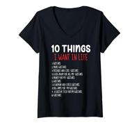 Womens 10 Things I Want In My Life Guitars More Guitars V-Neck T-Shirt