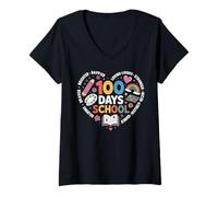 Women's 100 Days Smarter KinderStronger Braver Brighter Student Kids V-Neck T-Shirt
