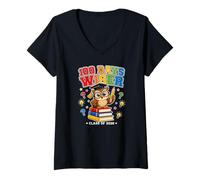 Women's 100 Days Wiser Owl Books Class 2026 Student V-Neck T-Shirt