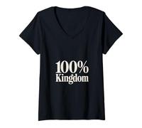Womens 100% Kingdom Christian Bold Statement V-Neck T-Shirt