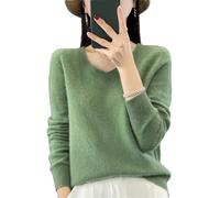 Womens 100% Merino Wool V Neck Sweater Long Sleeve Basic Jumper Lightweight Knitwear Tops Turquoise M