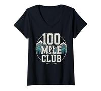 Womens 100 Mile Club Ultra Marathon V-Neck T-Shirt
