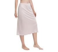 Women's 100% Mulberry Silk Half Slips For Under Dress Long Skirt Extender Petticoat Knit Silk Slip Skirt Underskirt (Nude,One Size)