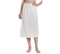 Women's 100% Mulberry Silk Half Slips For Under Dress Long Skirt Extender Petticoat Knit Silk Slip Skirt Underskirt (White,One Size)