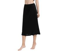 Women's 100% Mulberry Silk Half Slips Skirt Extender Under Dress Petticoat Knit Silk Long Slip Skirt Underskirt (Black,One Size)