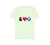 Women's 100% Organic Cotton Relaxed Fit - Peace, Love, Echelon - Tee - Pastel Green / 10