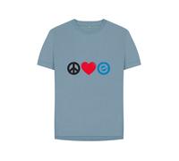 Women's 100% Organic Cotton Relaxed Fit - Peace, Love, Echelon - Tee - Stone Blue / 22