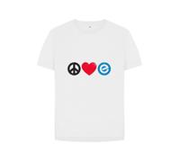 Women's 100% Organic Cotton Relaxed Fit - Peace, Love, Echelon - Tee - White / 22