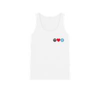Women's 100% Organic Cotton Vest - Peace, Love, Echelon - White / 14