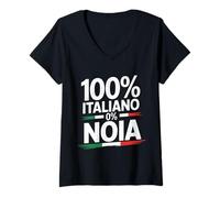 Womens 100 Percent Italiano Zero Noia Italian Pride Design V-Neck T-Shirt