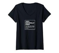 Women's 100 Percent Naturally Aged, Unexplained Ow Sounds Joke V-Neck T-Shirt