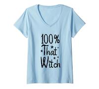Womens 100 Percent That Witch Halloween Magic V-Neck T-Shirt