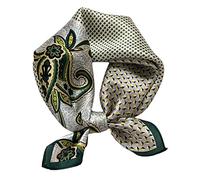 Women's 100% Pure Mulberry Silk Small Square Scarf - Neckerchief Women - Silk Headscarf - 21" x 21", Army Green, S