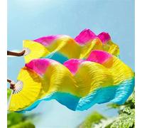 Women's 100% Real Silk Gradient Belly Dance Fan Pair For Stage Performance And Artistic Display