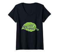 Womens 100% Vegan Leaf V-Neck T-Shirt