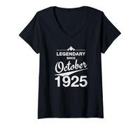 Womens 100th Birthday 100 Year Old Born in October 1925 Vintage V-Neck T-Shirt