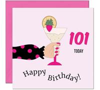Women's 101st Birthday Card - Polka Dot Lady Adults Pink Girly Birthday Card for 101 Year old Woman Ladies Grandma Nan Mum Aunt Friend Sister Nanny
