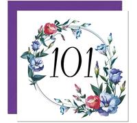 Women's 101st Birthday Card with Floral Design - Ladies Floral bday Birthday Card for 101 Year old Woman Ladies Grandma Nan Mum Aunt Friend Sister Nanny