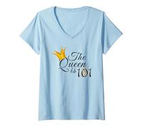 Womens 101st Birthday Party The Queen is 101 Gift Ideas For Her V-Neck T-Shirt