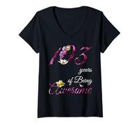 Womens 103 Year Old Shirt Awesome Floral 1922 103rd Birthday Gift V-Neck T-Shirt