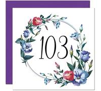 Women's 103rd Birthday Card with Floral Design - Ladies Floral bday Birthday Card for 103 Year old Woman Ladies Grandma Nan Mum Aunt Friend Sister Nanny