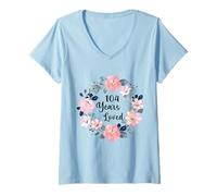 Womens 104 Years Loved 104th Birthday Floral 104 Year Old Men Women V-Neck T-Shirt