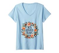 Women's 105 Years Loved 1055th Birthday Funny 105 Year Old Women's V-Neck T-Shirt