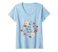 Womens 105 Years Loved 105th Birthday Floral 105 Years Loved Women V-Neck T-Shirt