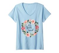 Womens 105 Years Loved Women Men 105 Years Old 105th Birthday V-Neck T-Shirt